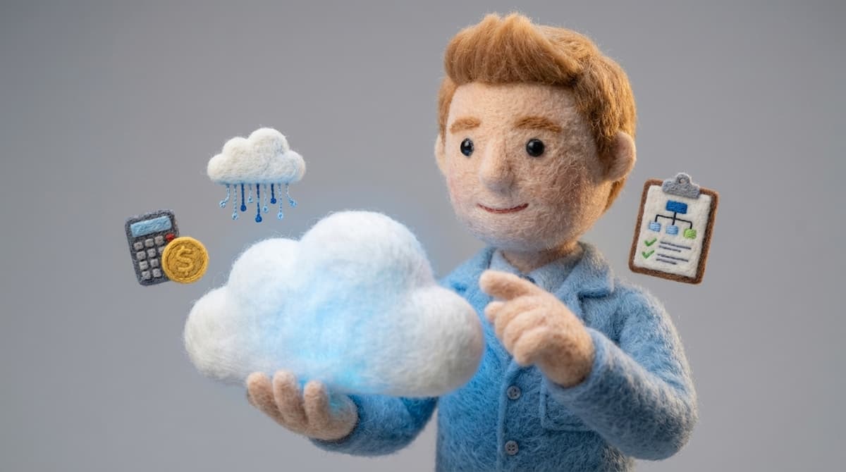 Figure holding digital cloud